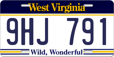 WV license plate 9HJ791
