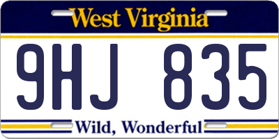 WV license plate 9HJ835