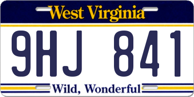 WV license plate 9HJ841