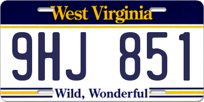 WV license plate 9HJ851