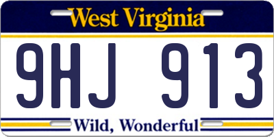 WV license plate 9HJ913
