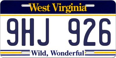 WV license plate 9HJ926