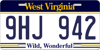 WV license plate 9HJ942