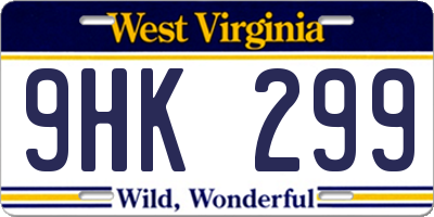 WV license plate 9HK299