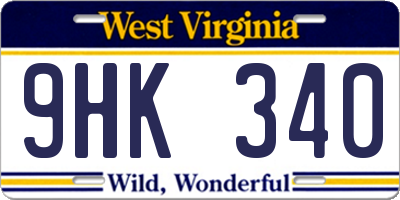 WV license plate 9HK340