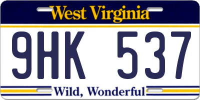 WV license plate 9HK537