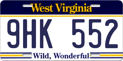 WV license plate 9HK552