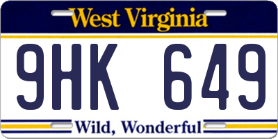 WV license plate 9HK649