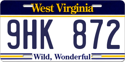 WV license plate 9HK872