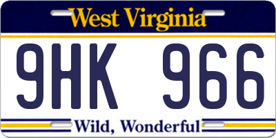 WV license plate 9HK966