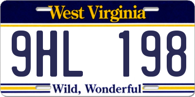 WV license plate 9HL198