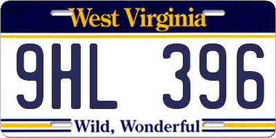 WV license plate 9HL396