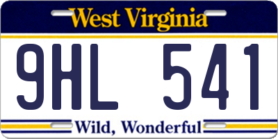 WV license plate 9HL541