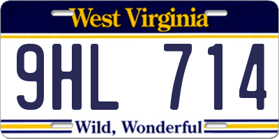 WV license plate 9HL714