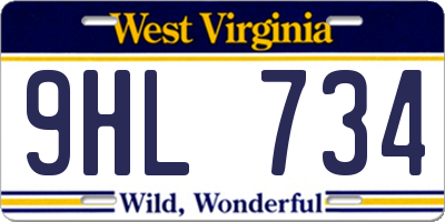WV license plate 9HL734