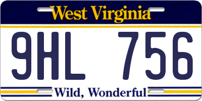 WV license plate 9HL756