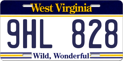WV license plate 9HL828