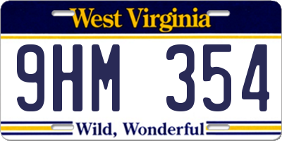 WV license plate 9HM354
