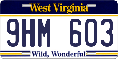 WV license plate 9HM603