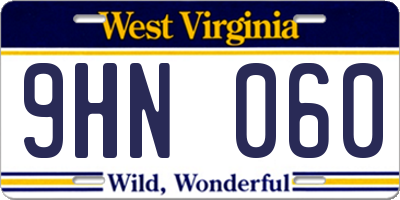 WV license plate 9HN060