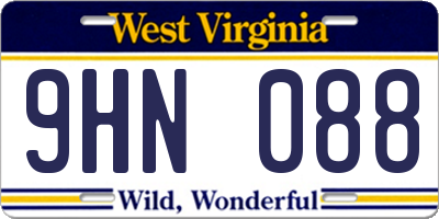 WV license plate 9HN088