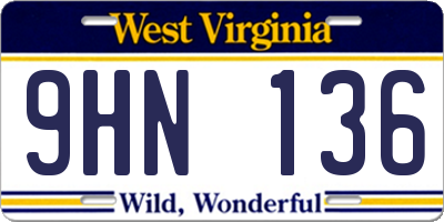 WV license plate 9HN136