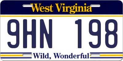 WV license plate 9HN198