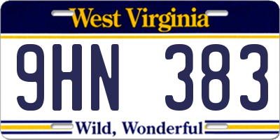 WV license plate 9HN383