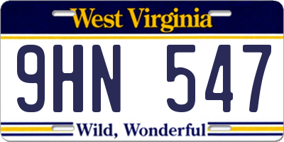 WV license plate 9HN547