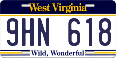 WV license plate 9HN618