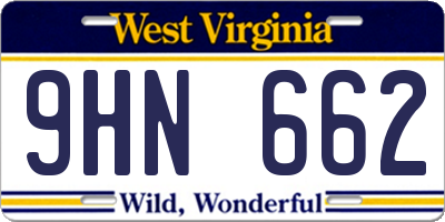 WV license plate 9HN662