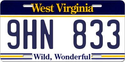 WV license plate 9HN833