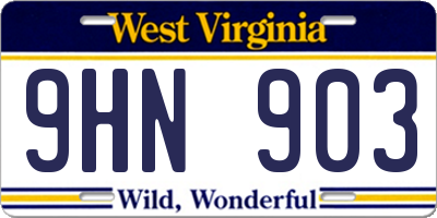 WV license plate 9HN903