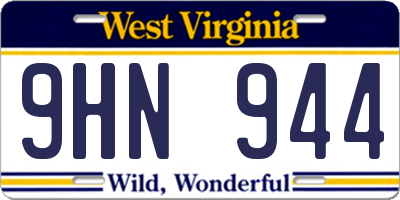 WV license plate 9HN944