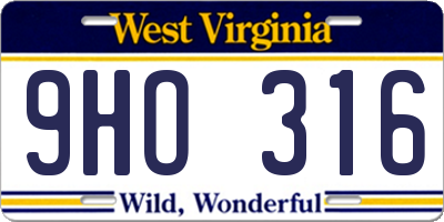 WV license plate 9HO316