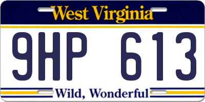 WV license plate 9HP613
