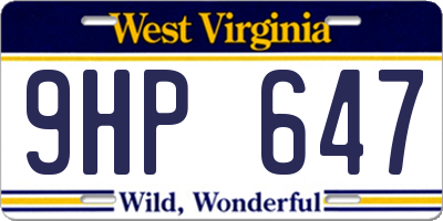 WV license plate 9HP647