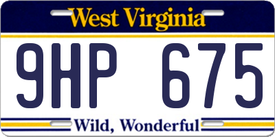 WV license plate 9HP675
