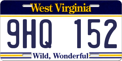 WV license plate 9HQ152