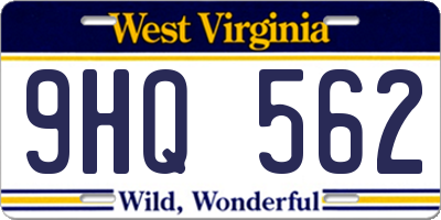 WV license plate 9HQ562
