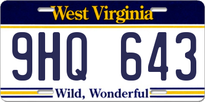 WV license plate 9HQ643