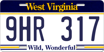 WV license plate 9HR317