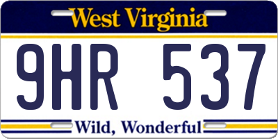 WV license plate 9HR537