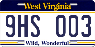 WV license plate 9HS003