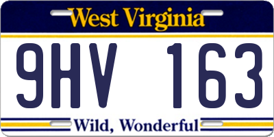 WV license plate 9HV163