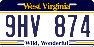 WV license plate 9HV874
