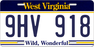 WV license plate 9HV918