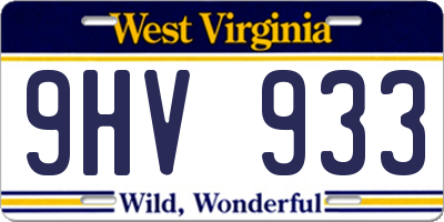 WV license plate 9HV933