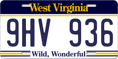 WV license plate 9HV936
