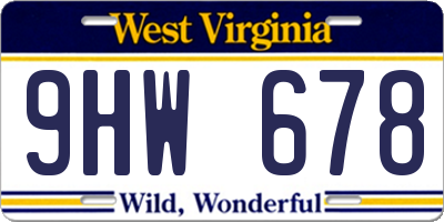 WV license plate 9HW678